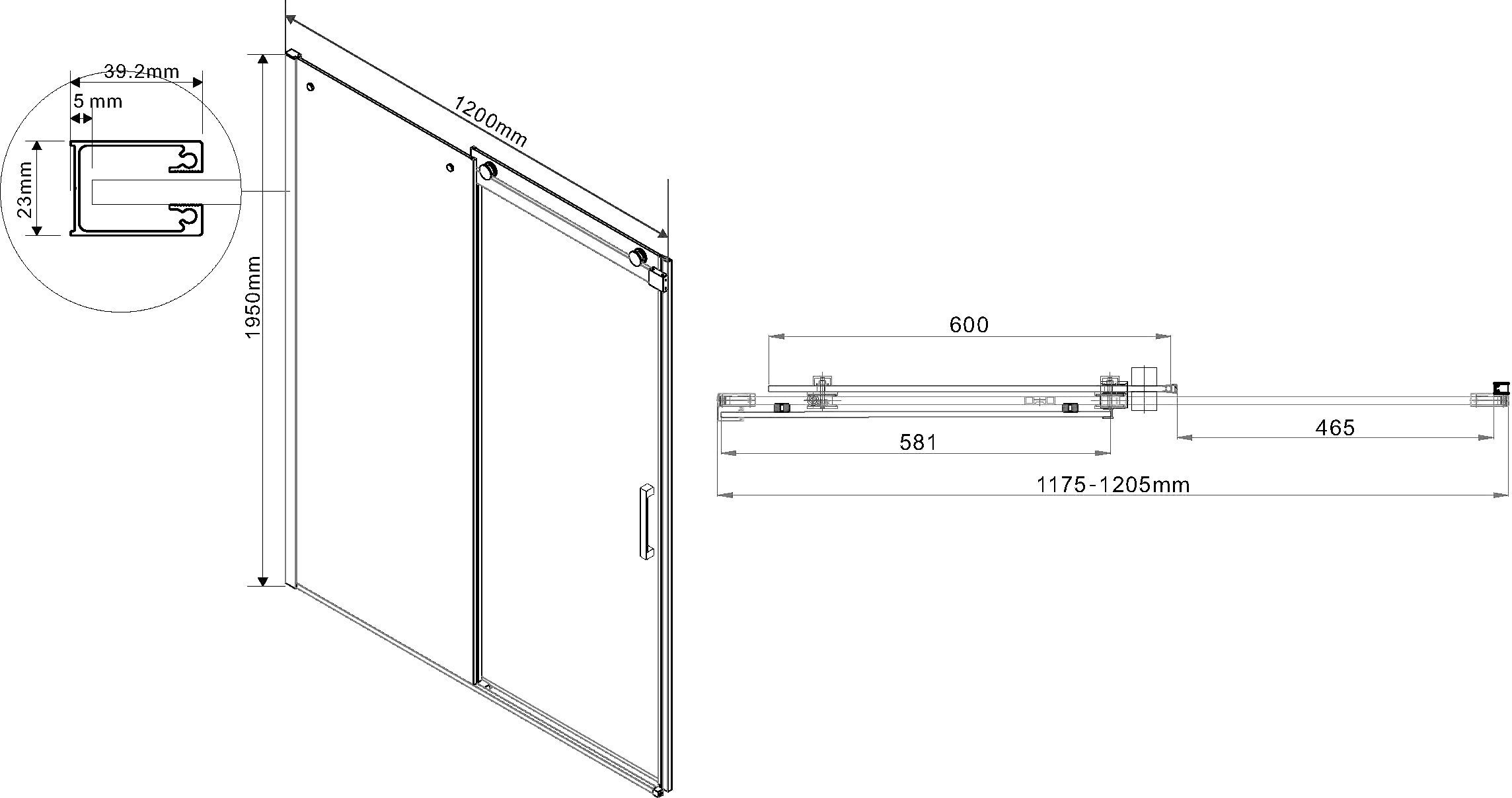 Душевая дверь в нишу Vincea Como VPS-1C120CGB 120 см, профиль черный, стекло тонированное - 2