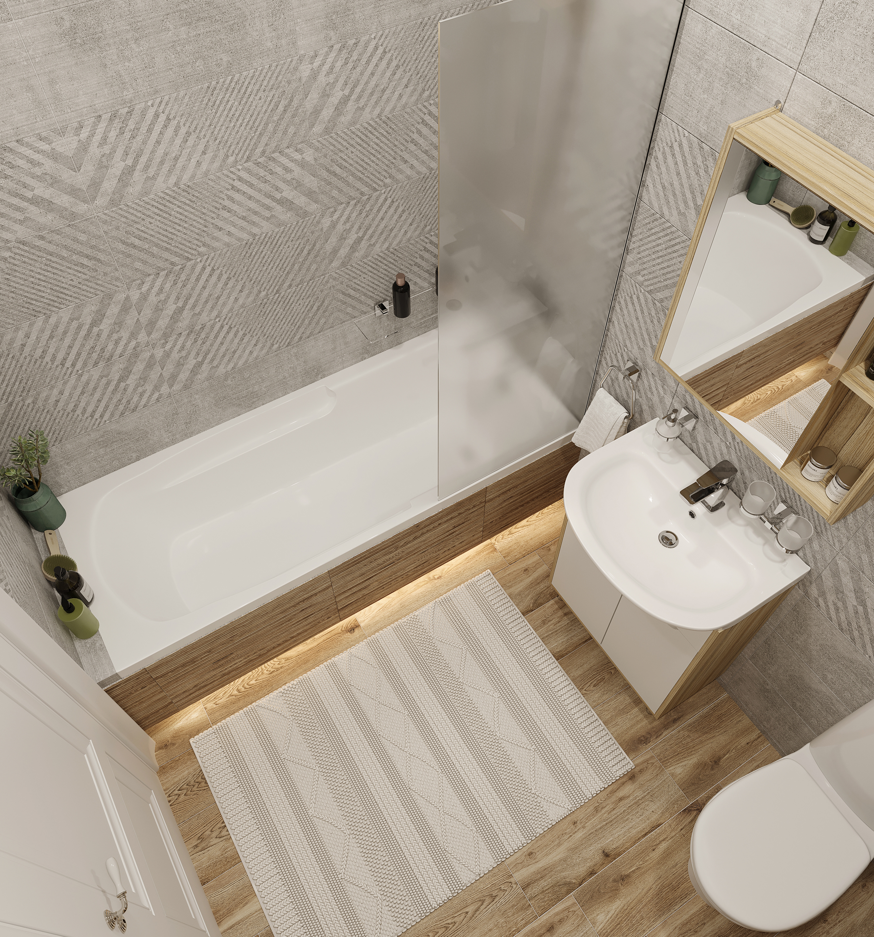 Мебель для ванной DIWO Углич 60 в скандинавском стиле, белый, под дерево 461721 - 3