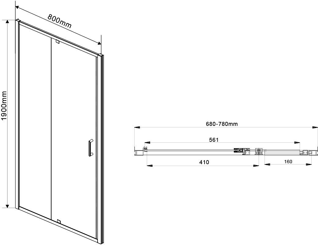 Душевая дверь в нишу Vincea Intra VDP-1I7080CL 70/80 см, стекло прозрачное, хром - 6