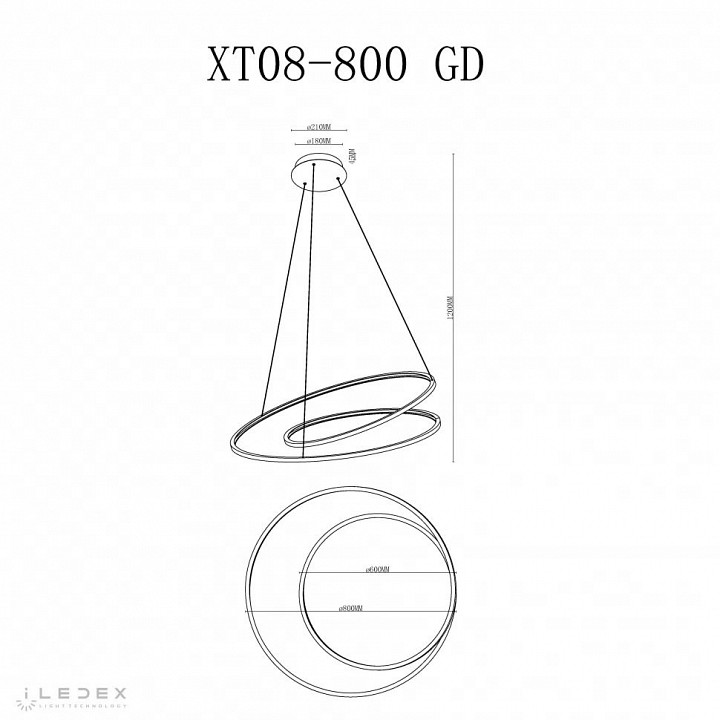 Подвесной светильник iLedex Axis XT08-D800 GD - 2