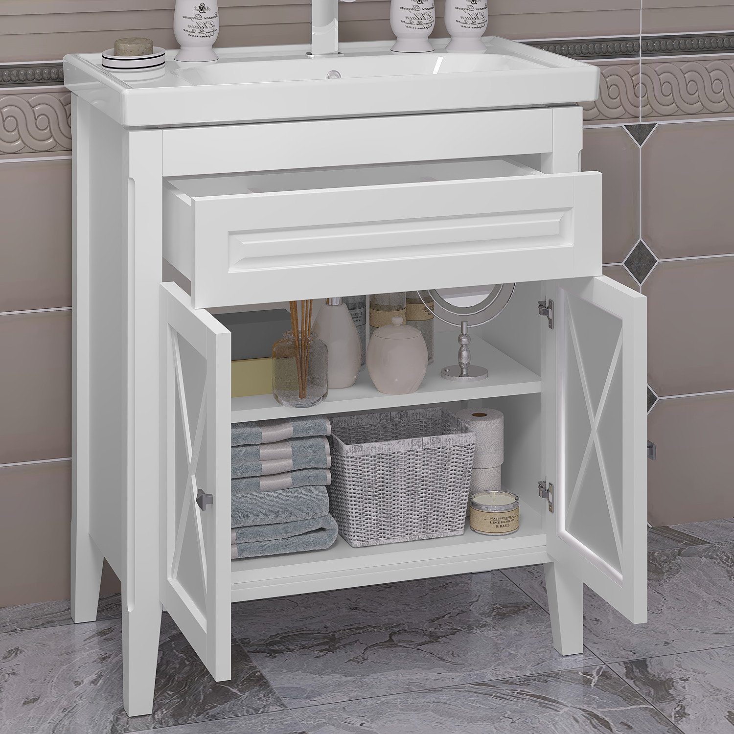 Мебель для ванной Opadiris Палермо 80 белая матовая - 3