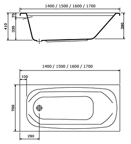 Акриловая ванна Vidima Сириус 150x70 см  B155501 - 2