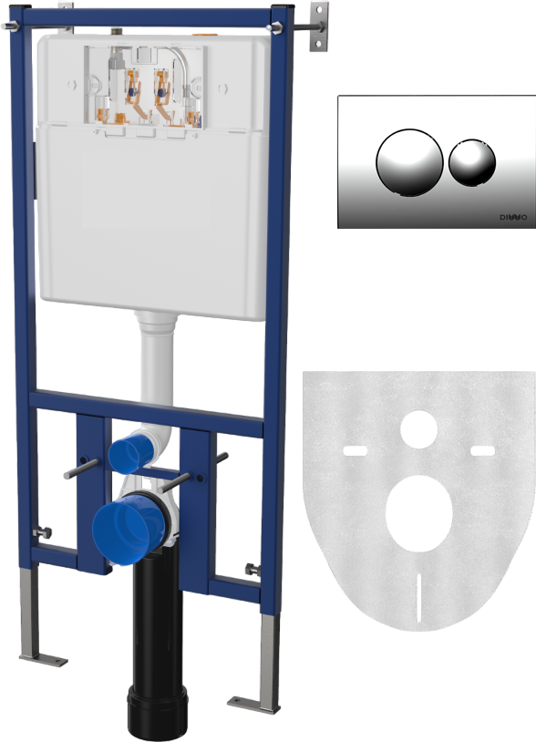Комплект  Унитаз подвесной DIWO Анапа безободковый + Система инсталляции для унитазов DIWO 4501 с кнопкой смыва 7312 хром 580587 - 2