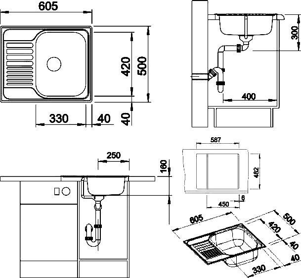 Мойка кухонная Blanco Tipo 45 S Mini сталь матовая 516524 - 3