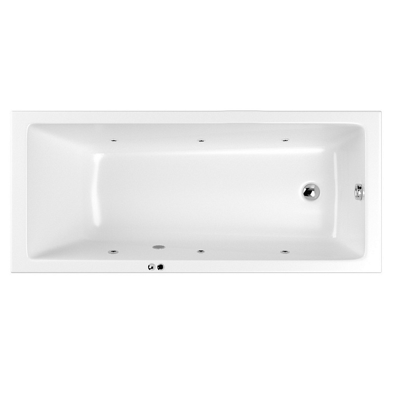 Акриловая ванна Whitecross Wave 160х70 белая хром с гидромассажем 0101.160070.100.SOFT.CR - 0