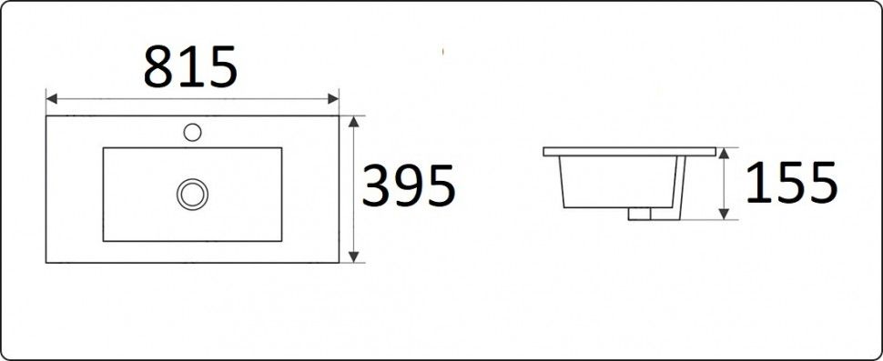 Раковина встраиваемая CeramaLux N 81.5 см белый  9393-80 - 1