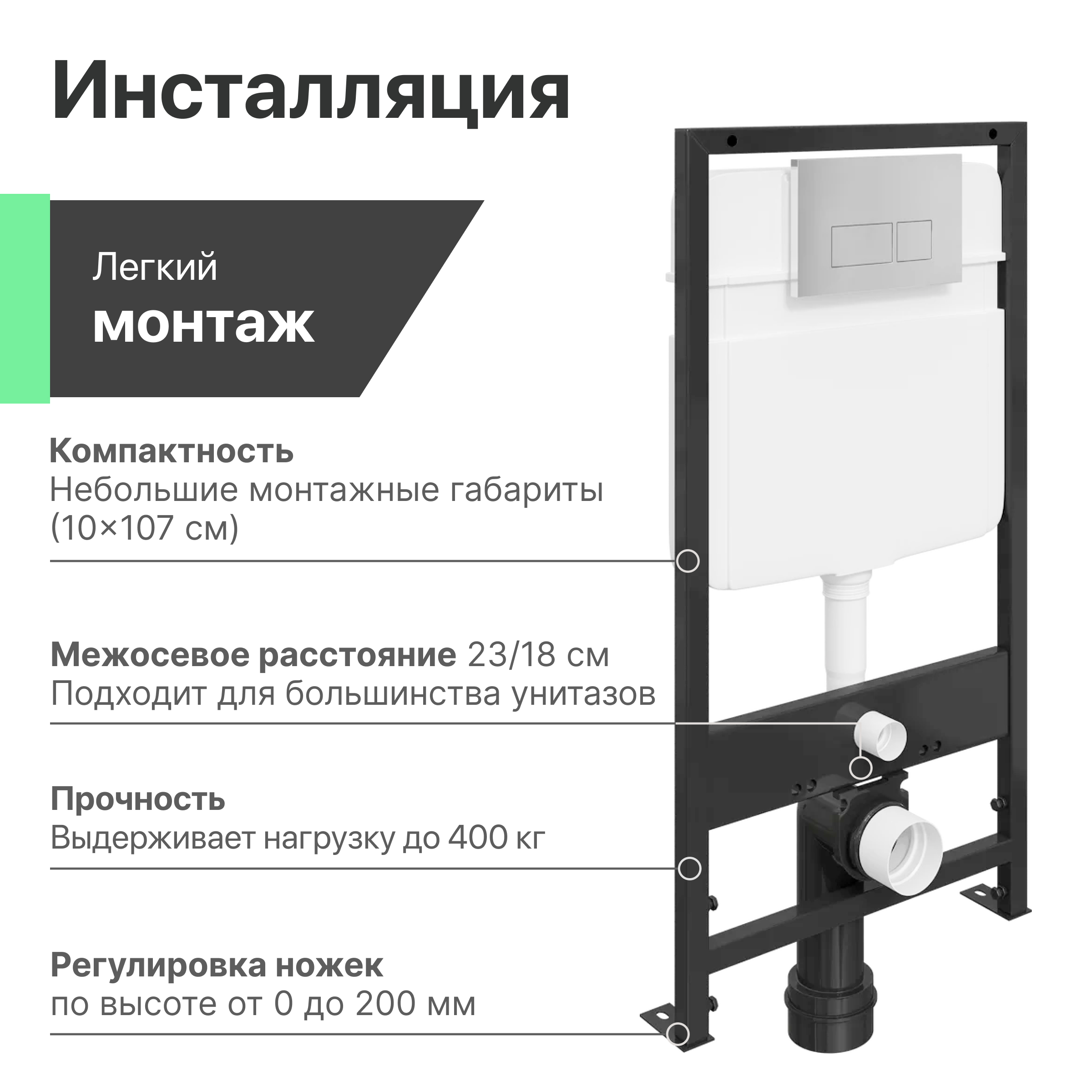 Комплект Унитаз подвесной STWORKI Монтре SETK3204-2616 безободковый, с микролифтом + Система инсталляции для унитазов EWRIKA ProLT 0026-2020 с кнопкой смыва 0041 хром 559954 - 6