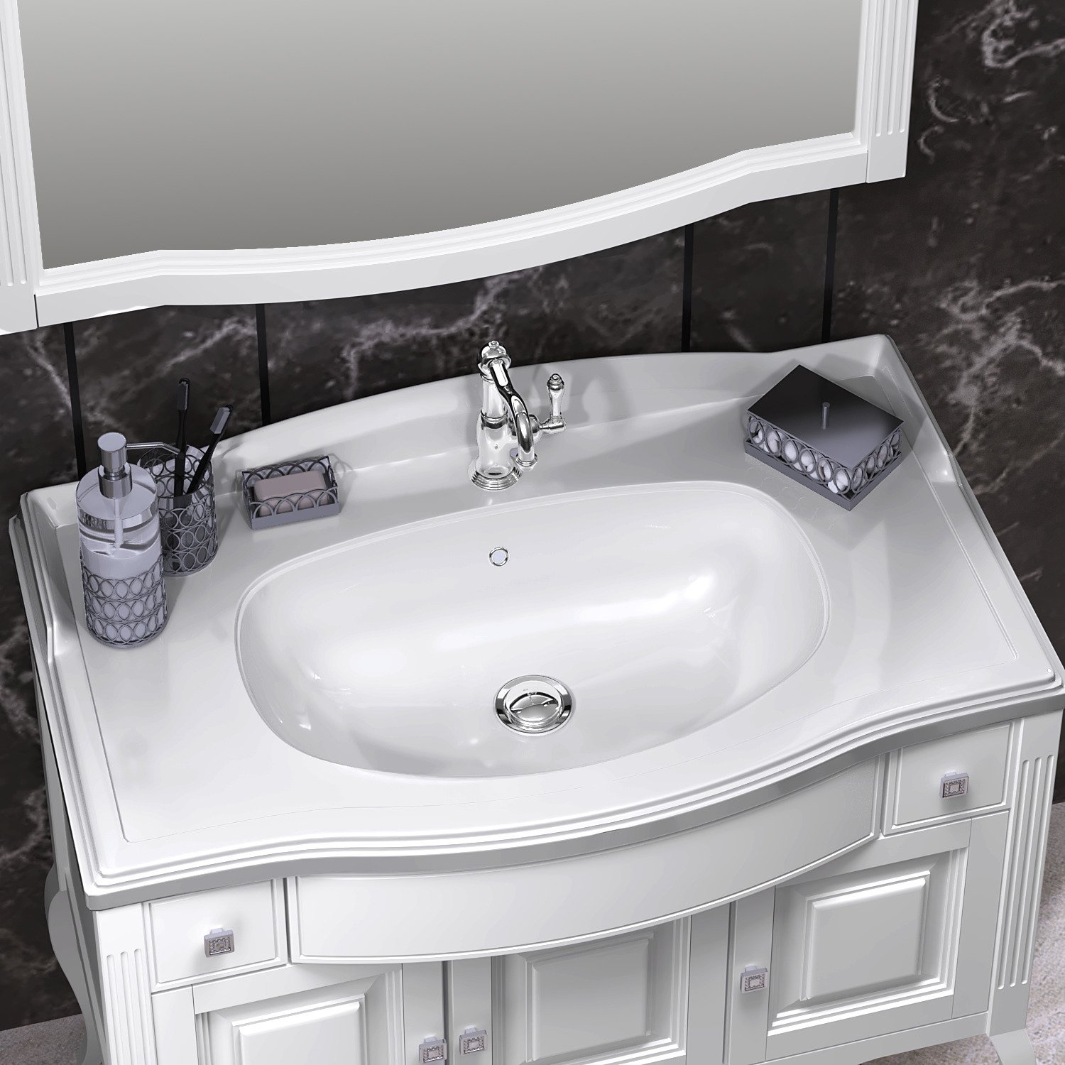 Мебель для ванной Opadiris Лаура 100 белая матовая, с раковиной из литьевого мрамора - 5