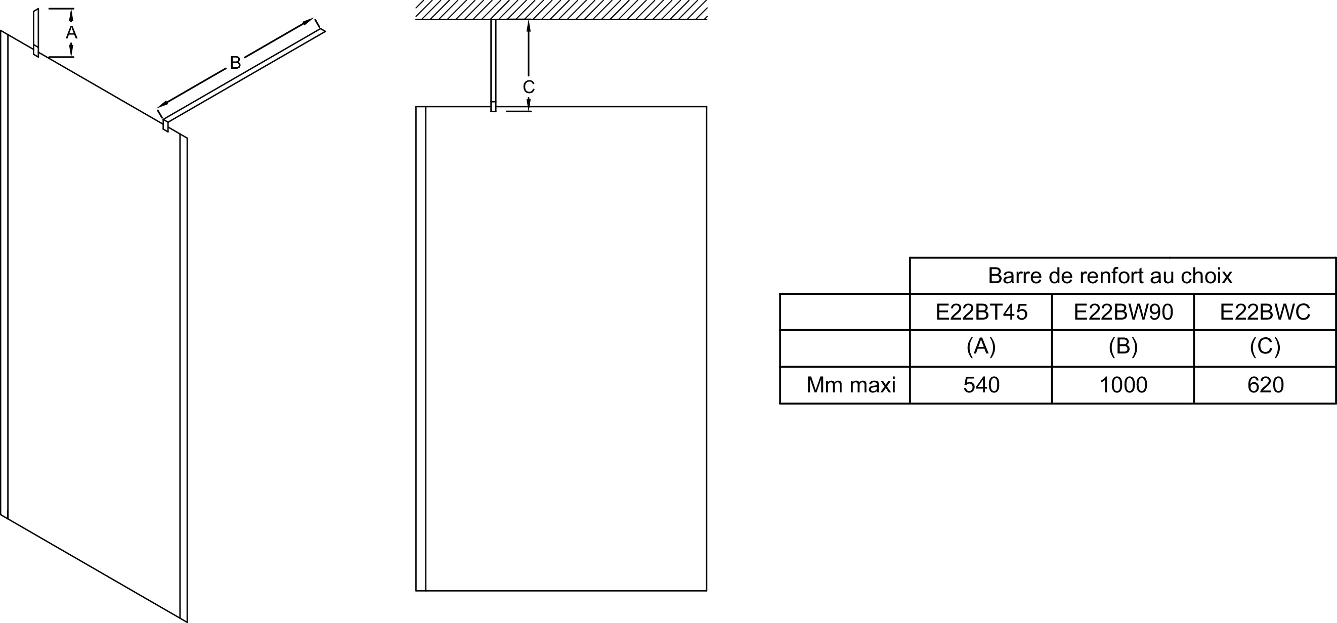 E22BT-GA горизонтальная штанга c шарнирами для регулировки /угол 45°/ (хром) - 1