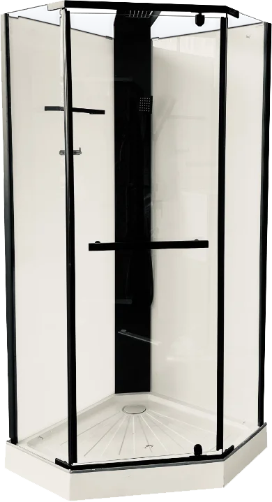 Душевая кабина Parly Chika 90х90 черная стекло прозрачное CHIKA 901B - 0