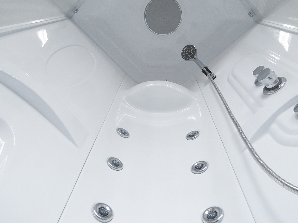 Душевая кабина Royal Bath HP 80x80 профиль белый стекло прозрачное с гидромассажем RB80HP2-T - 3