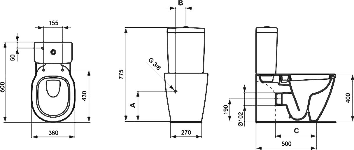 Чаша для унитаза-компакта Ideal Standard Connect Space E119501 - 6