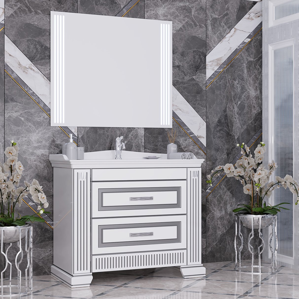 Мебель для ванной Opadiris Оникс 100 серебро - 0
