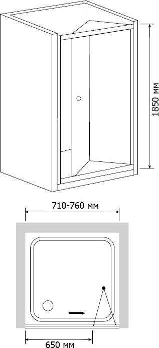 Душевая дверь в нишу RGW Classic CL-21 (710-760)х1850 стекло шиншилла 04092175-51 - 3