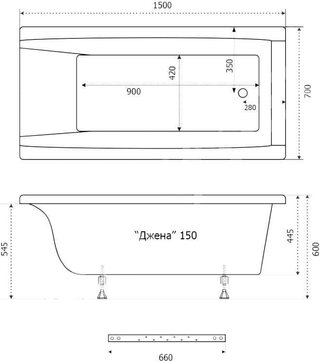 Акриловая ванна Triton Джена 150x70 см  Щ0000001221 - 1