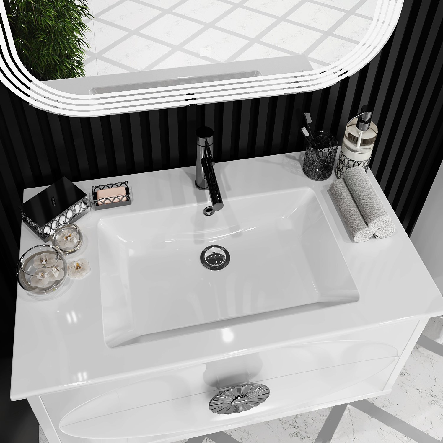 Мебель для ванной Opadiris Ибица 90 подвесная, фурнитура хром - 2