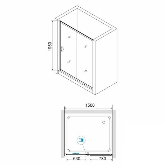 Душевая дверь RGW Passage PA-016B 150х195 профиль черный стекло прозрачное 350801615-14 - 2
