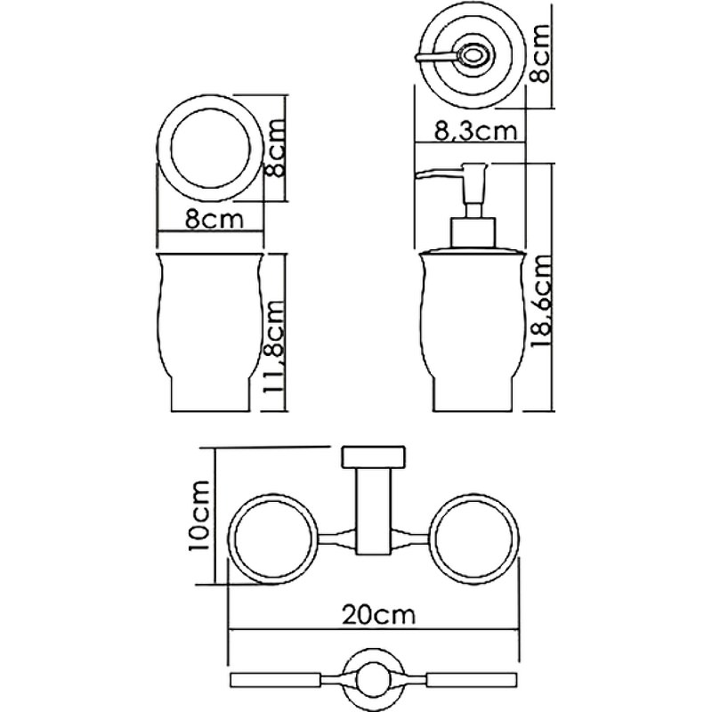 Стакан для зубных щеток и дозатор Wasserkraft хром - белый K-24289 - 2
