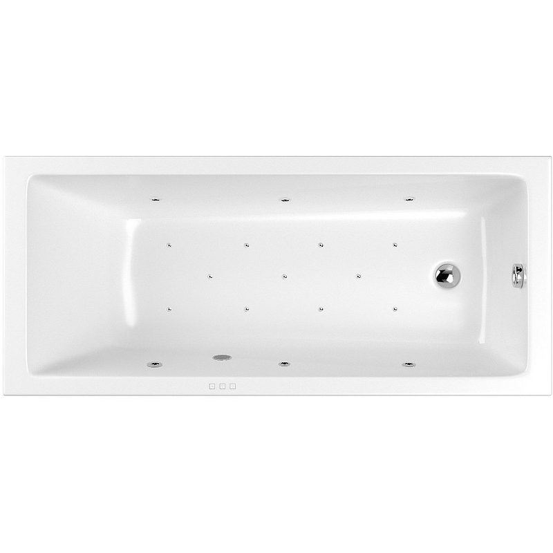 Ванна акриловая WHITECROSS Wave Slim Relax 170x75 с гидромассажем белый - хром 0111.170075.100.RELAX.CR - 0