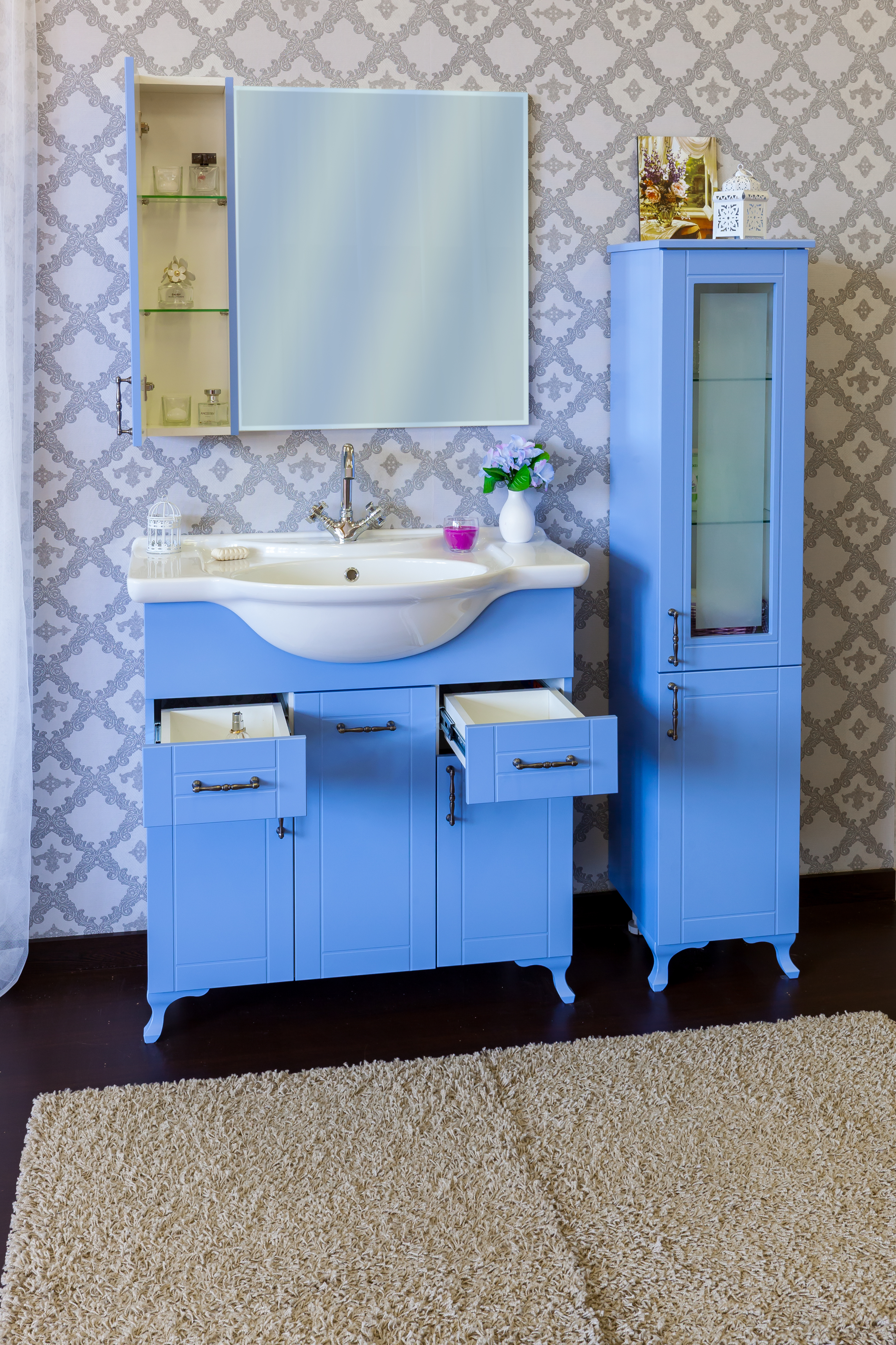 Мебель для ванной Sanflor Глория 85 голубая - 2