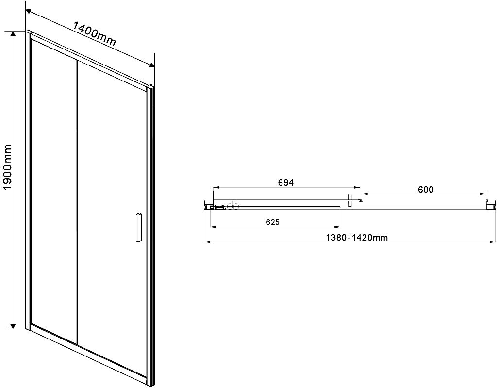 Душевая дверь в нишу Vincea Garda VDS-1G140CLB 140 см, профиль черный, стекло прозрачное - 3