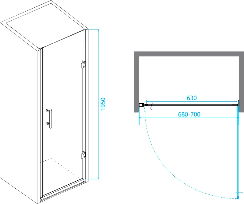 Душевая дверь в нишу RGW Passage PA-06B 70х195 профиль черный стекло прозрачное 41080607-14 - 2