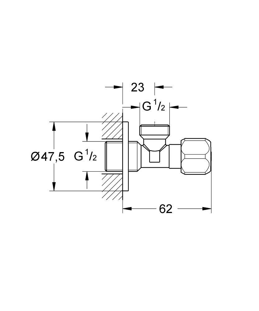 Угловой вентиль Grohe Angle valves neutral handle хром  2201600M - 1