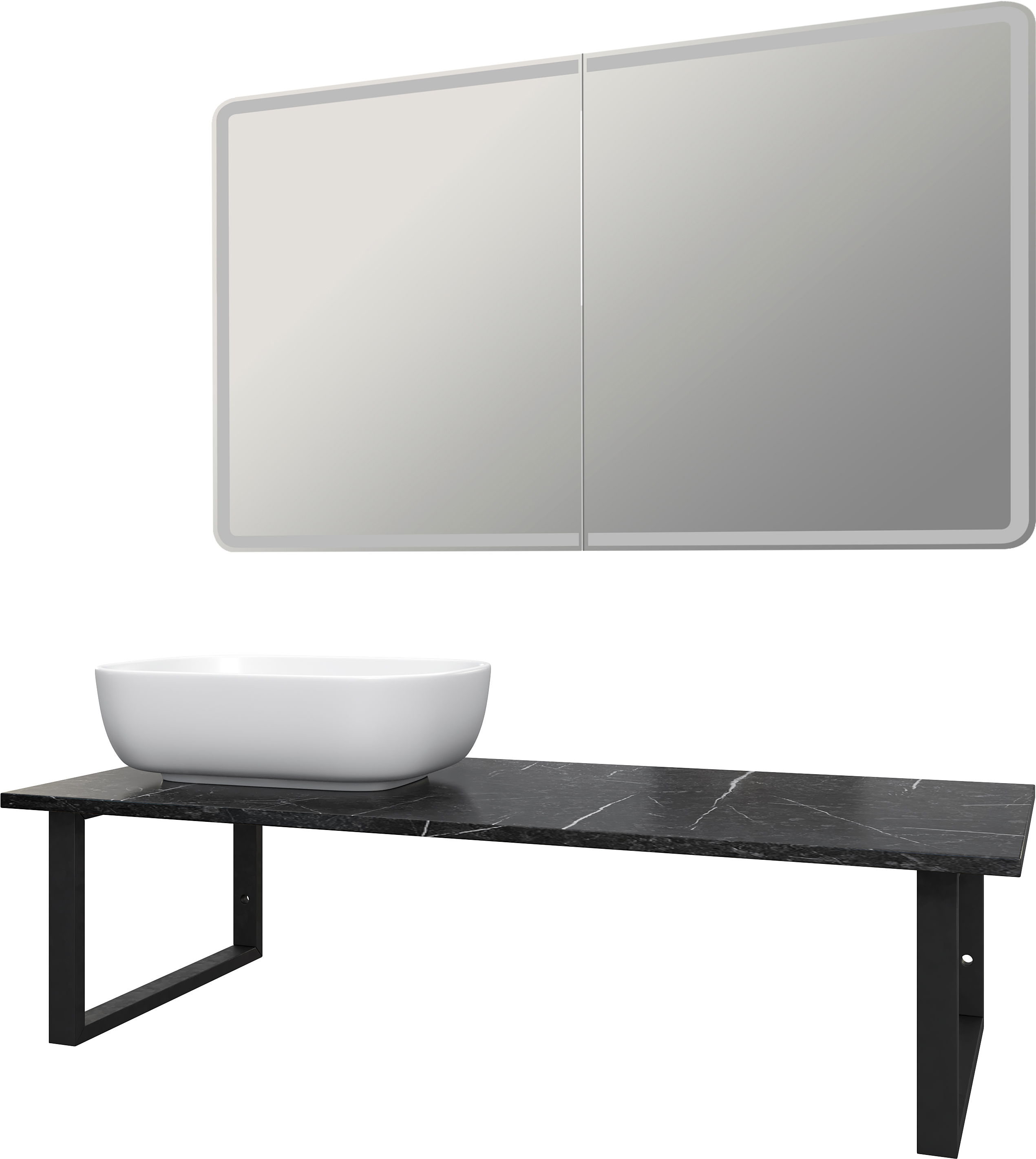Мебель для ванной DIWO Элиста 120 чёрный мрамор, с раковиной Moduo 50 Square (комплект, гарнитур) 555918 - 3