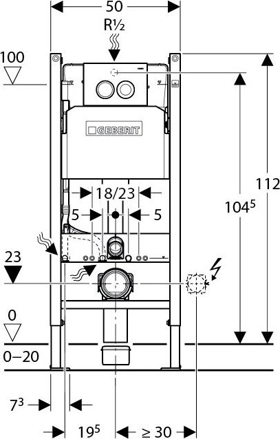 Комплект Унитаз подвесной Villeroy & Boch O.Novo 5660 H101 alpin + Система инсталляции для унитазов Geberit Duofix Delta 458.124.21.1 3 в 1 с кнопкой - 7