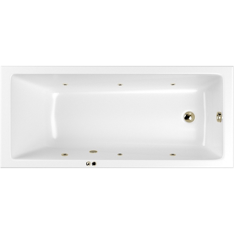 Ванна акриловая WHITECROSS Wave Slim Soft 150x70 с гидромассажем белый - бронза 0111.150070.100.SOFT.BR - 0