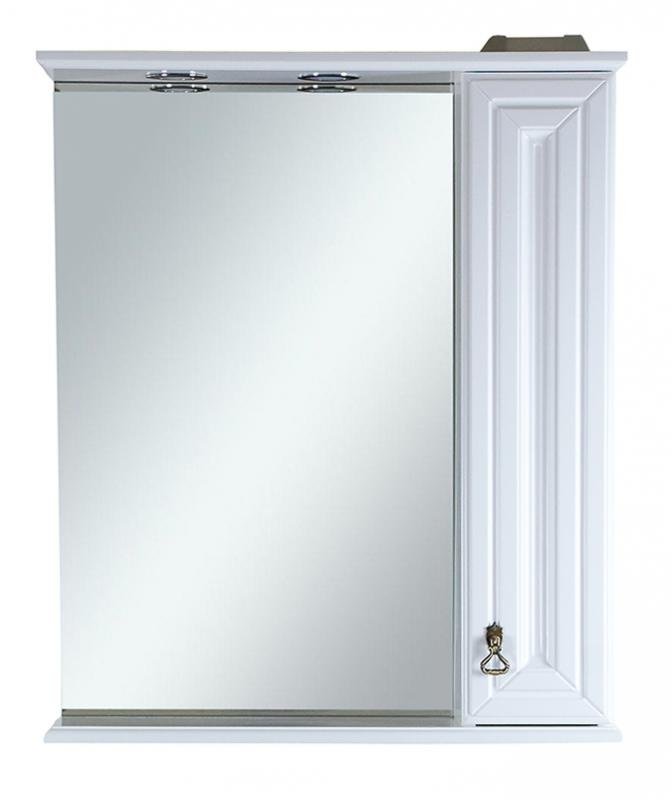 Лувр - 65 Зеркало со шкафчиком, прав., белое П-Лвр03065-012П - 0