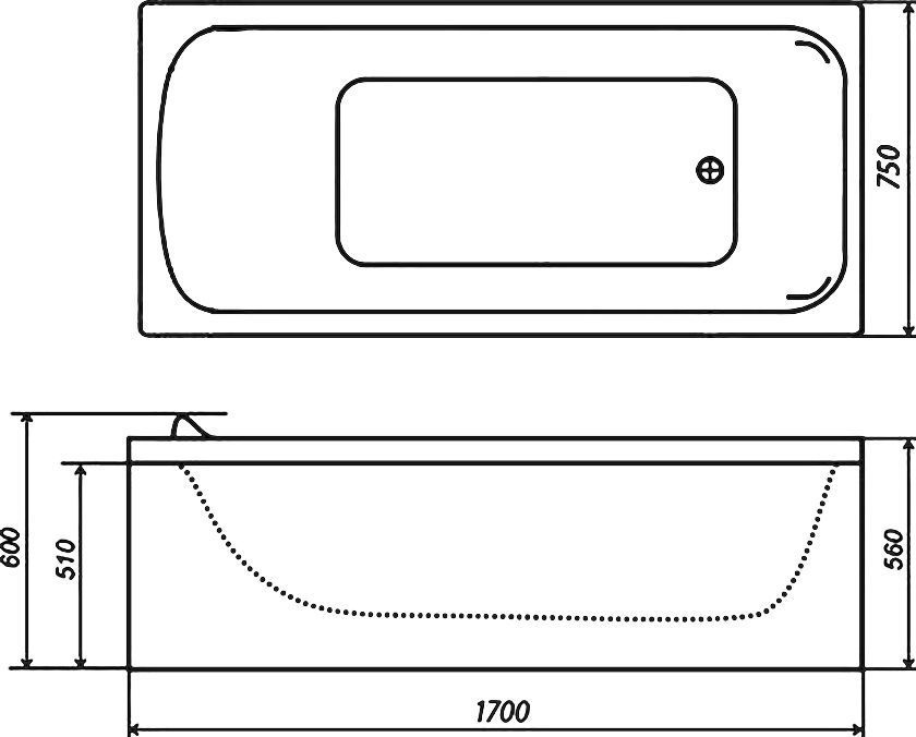 Акриловая ванна Triton Стандарт 170x75 см Н0000099507 - 1