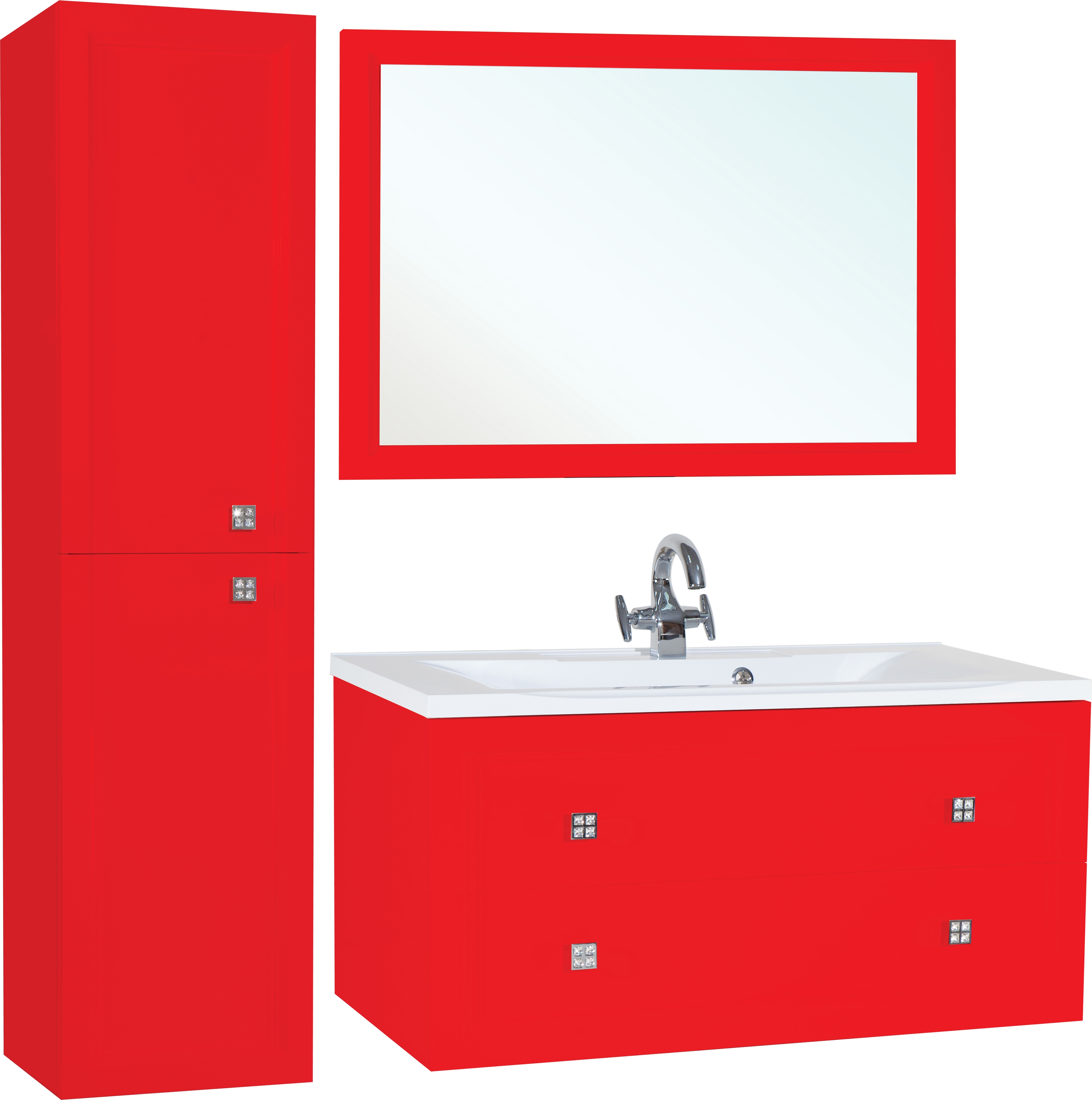 Мебель для ванной Bellezza Милан 100 красная - 3