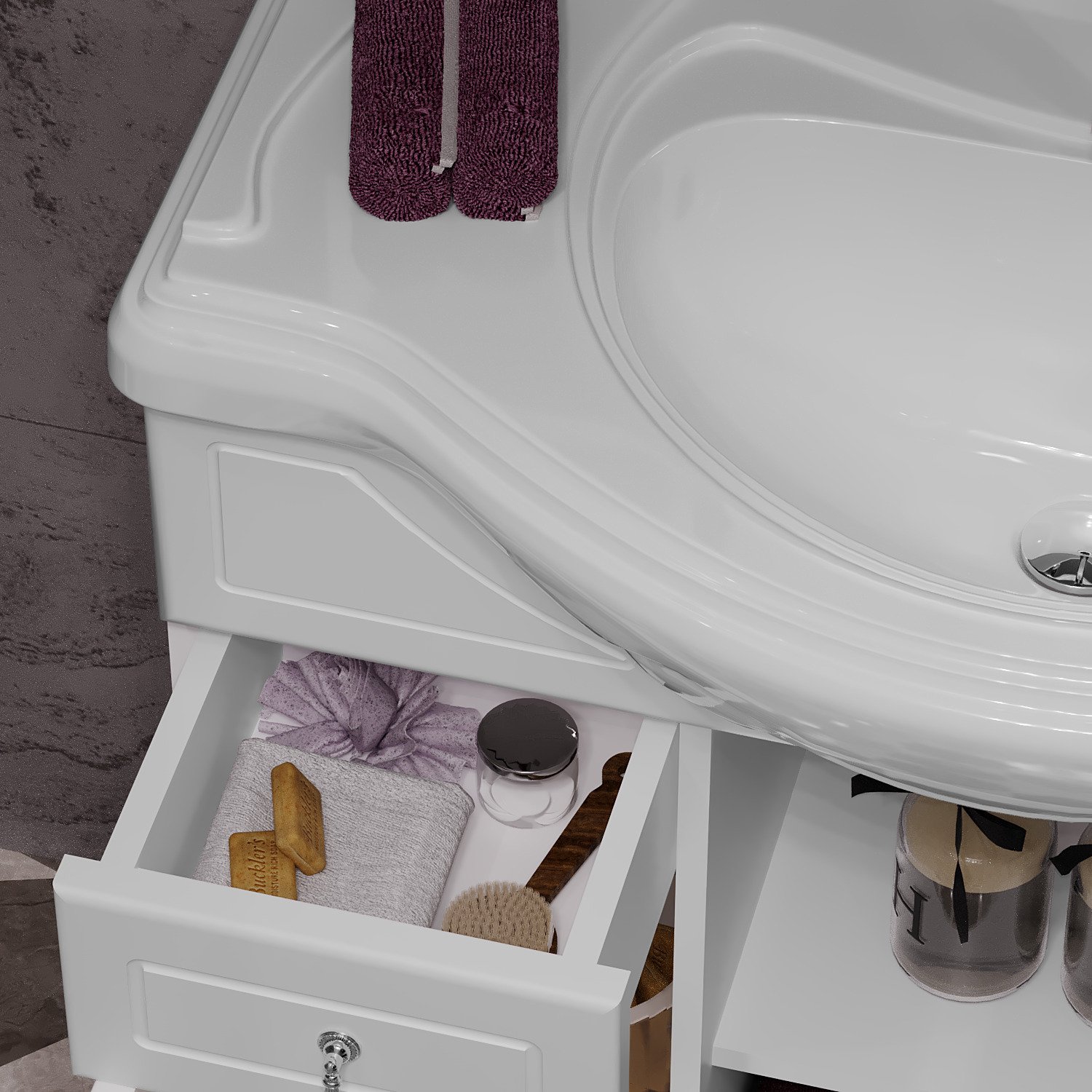 Мебель для ванной Opadiris Тибет 85 с декоративной решеткой, белая матовая - 5