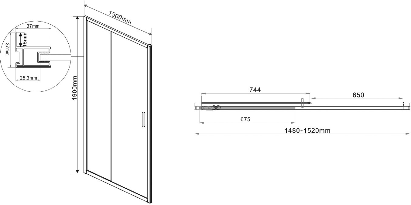 Душевая дверь в нишу Vincea Garda VDS-1G150CL 150 см, профиль хром, стекло прозрачное - 5
