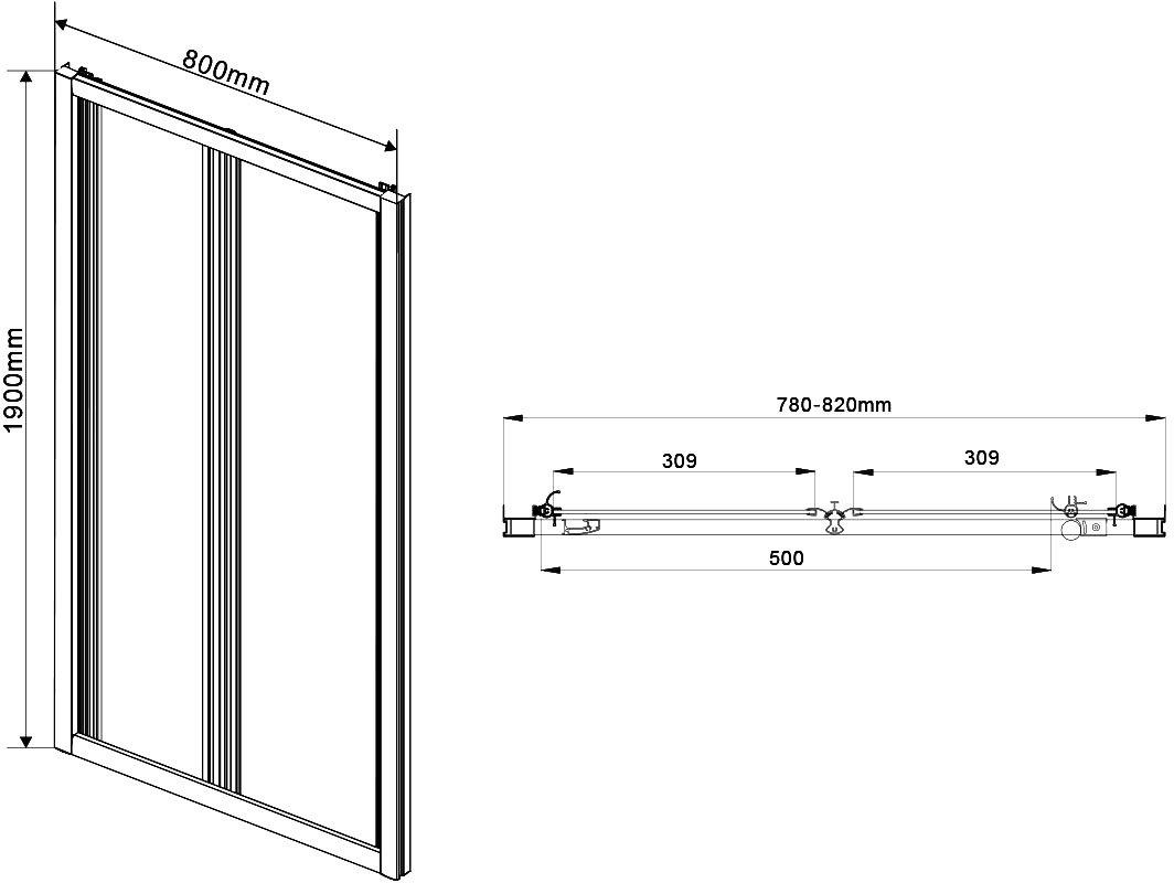 Душевая дверь в нишу Vincea Garda VDB-1G800CH 80 см, профиль хром, стекло шиншилла - 3