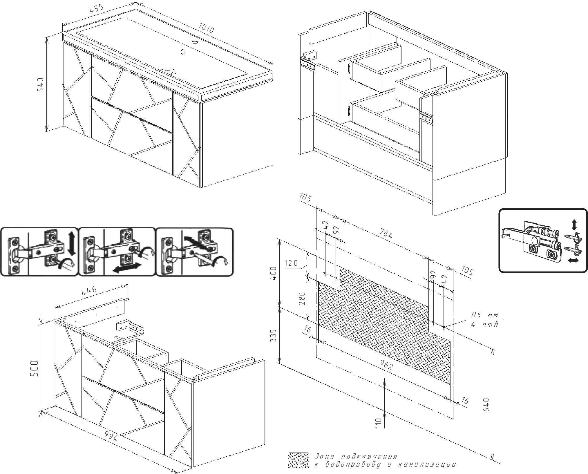 Мебель для ванной Бриклаер Кристалл 100 софт графит - 6