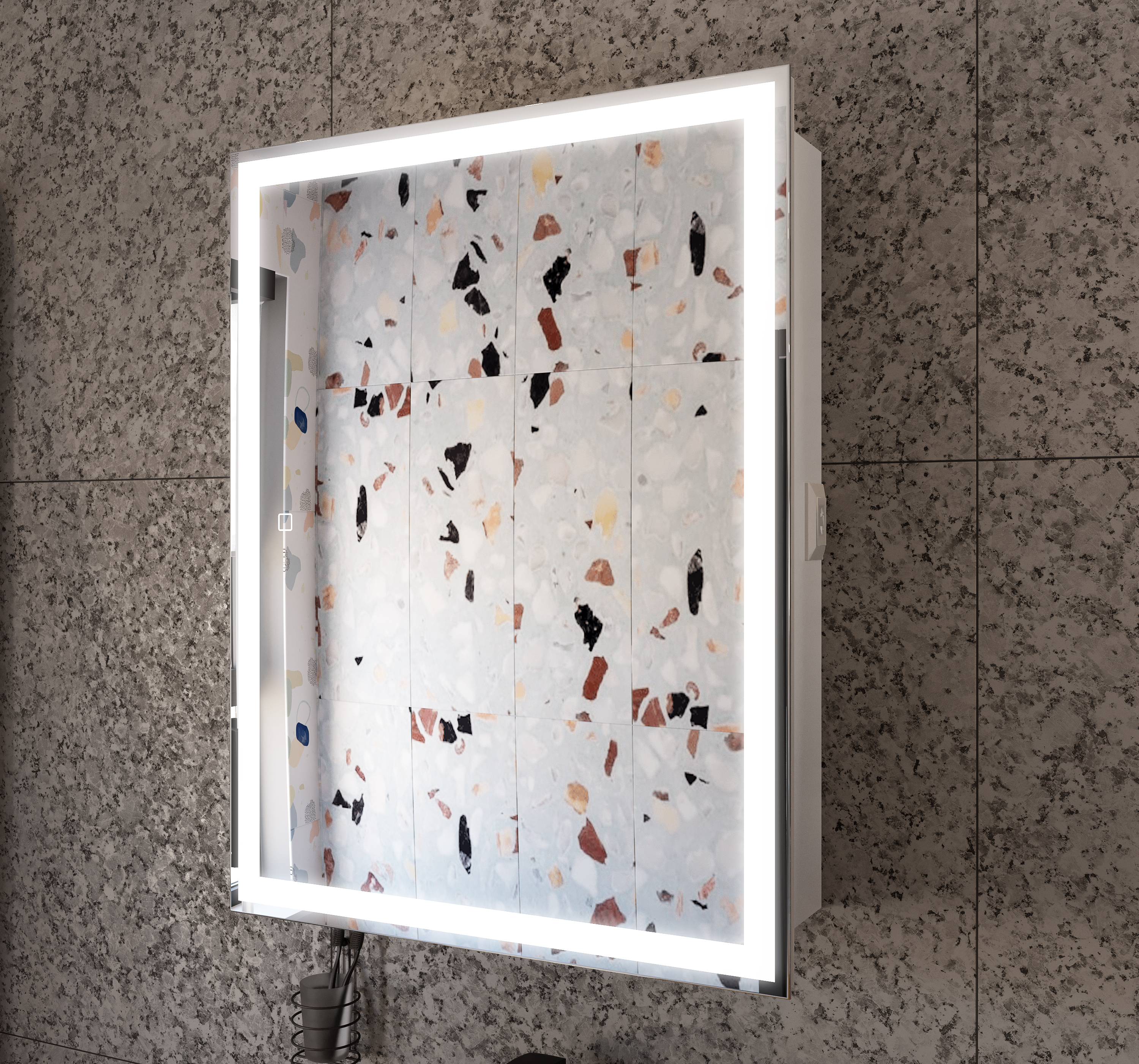 Зеркало-шкаф STWORKI Эстерсунд 60 с подсветкой, сенсорное, прямоугольное, белое, в современном стиле LED-00002607 - 3