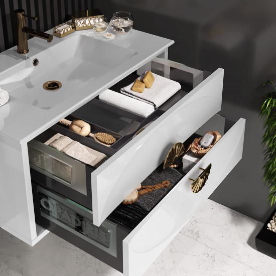 Мебель для ванной Opadiris Ибица 90 подвесная белая, фурнитура золото - 4