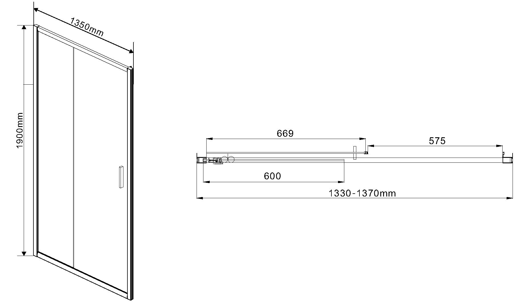 Душевая дверь в нишу Vincea Garda VDS-1G135CH 135 см, профиль хром, стекло шиншилла - 4