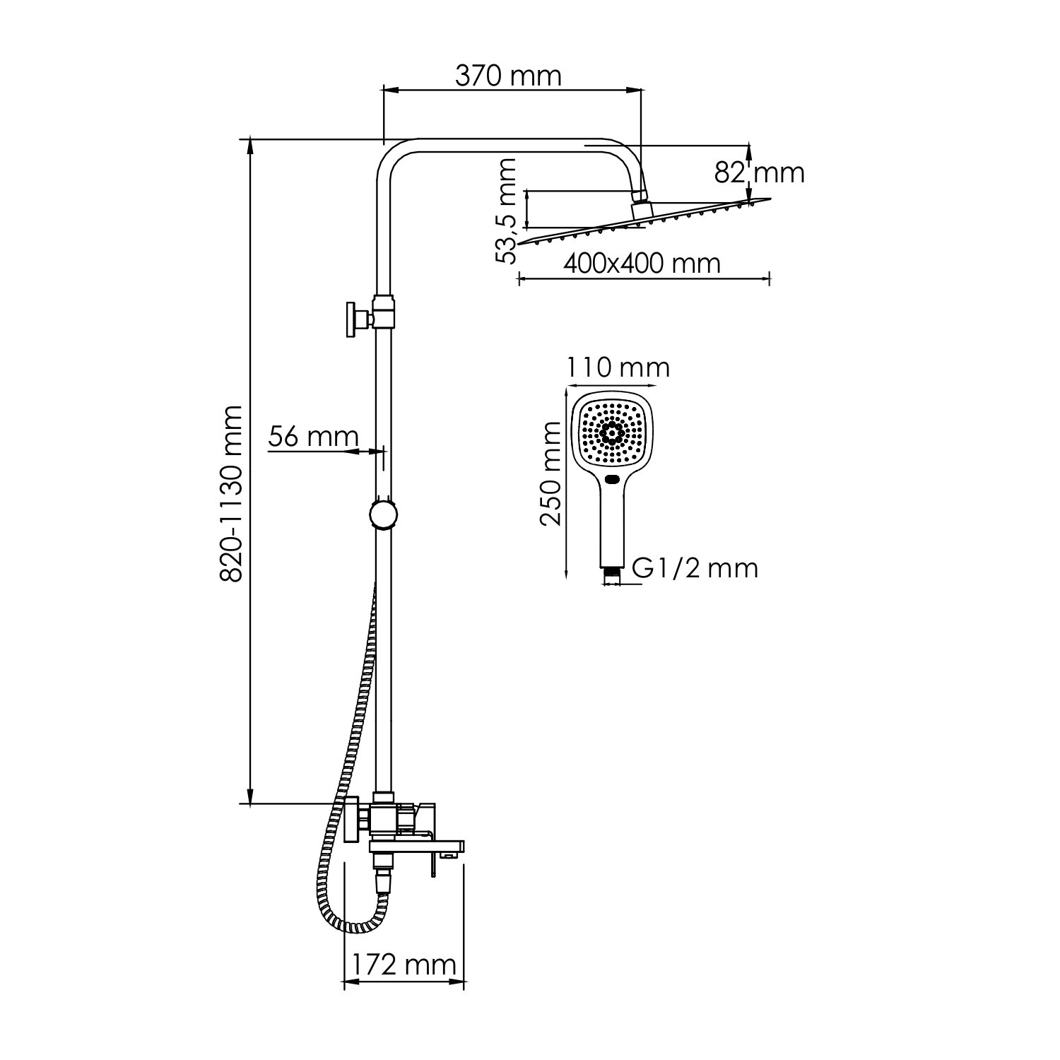 Душевая система WasserKraft 40 хром  A177.119.065.010.CH - 2