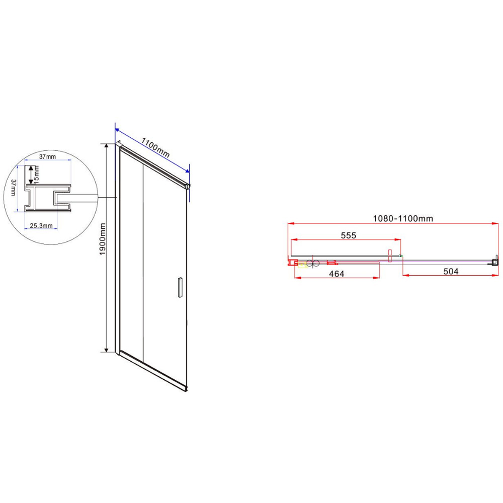 Душевая дверь в нишу Vincea Garda 110х190 профиль черный стекло тонированное VHC-1G110CGB - 2