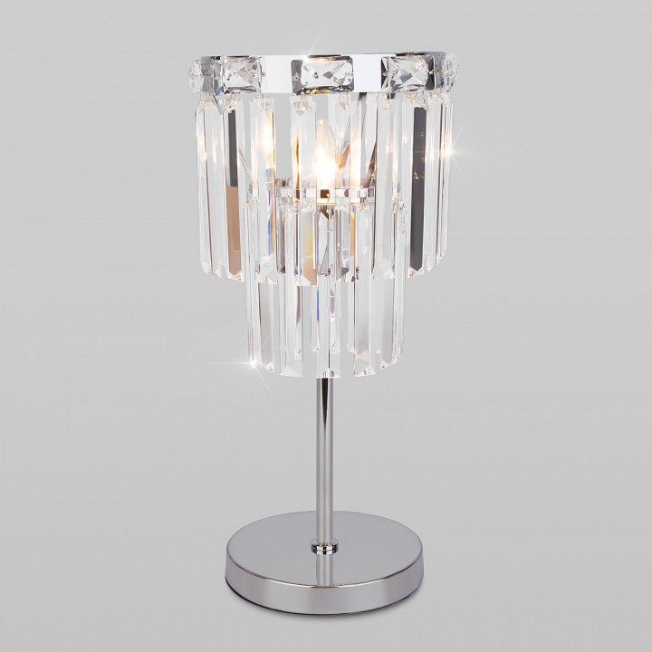 Настольная лампа декоративная Eurosvet Elegante 01136/1 хром/прозрачный хрусталь Strotskis - 0