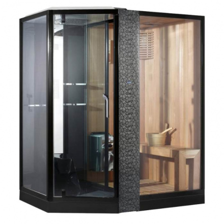 Душевая кабина Orans Diamond 180х130 черная стекло прозрачное с гидромассажем и баней 89103RB - 0
