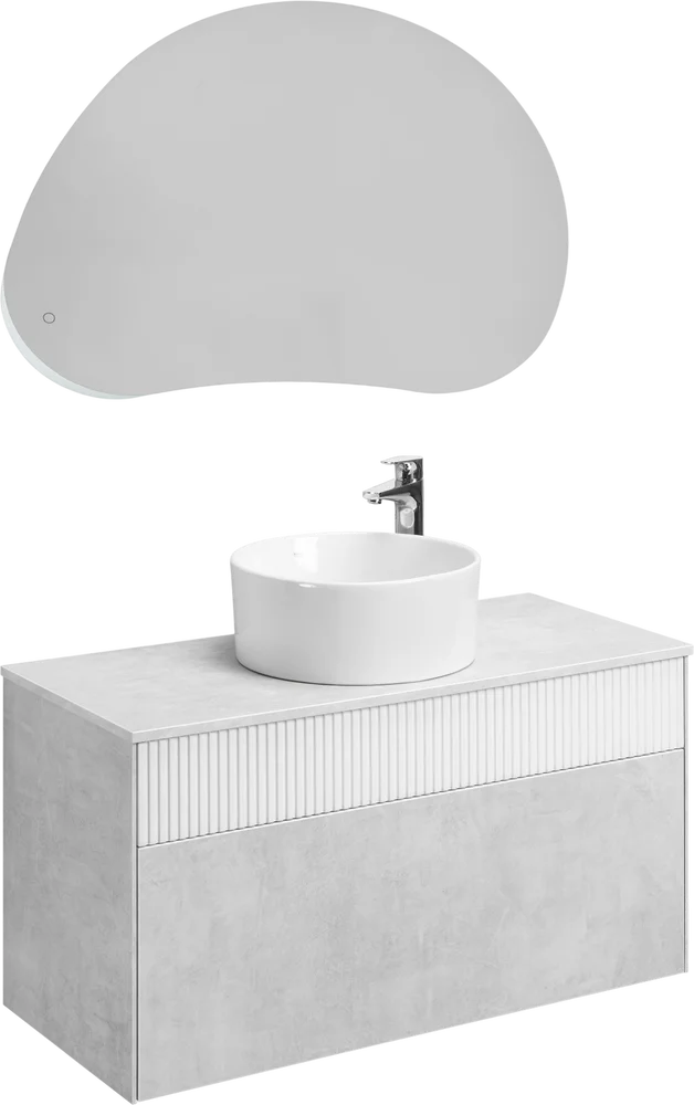 Комплект мебели Aquaton Марбл 100 белый-серый - 0