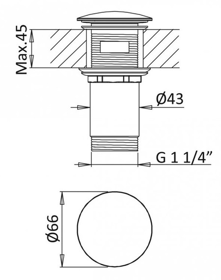 Донный клапан для раковины Cezares хром  CZR-B-SOC-01 - 1