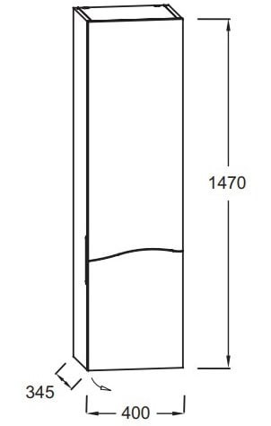 EB1836RRU-P6 пенал подвесной SHERWOOD шарниры справа, без подсветки /40x34x147/(натуральный дуб) - 1