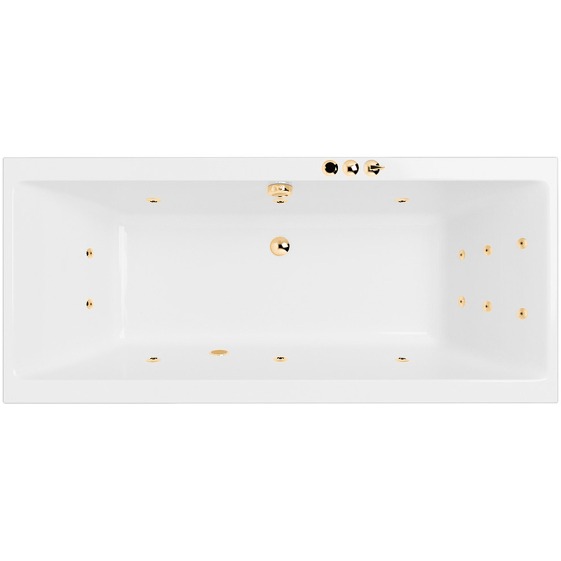 Акриловая ванна Excellent Pryzmat Slim 170x75 белая золото с гидромассажем WAEX.PRY17S.SMART.GL - 0