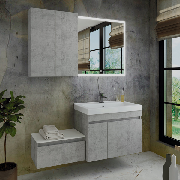 Мебель для ванной Comforty Осло 80, подвесная, бетон светлый - 0