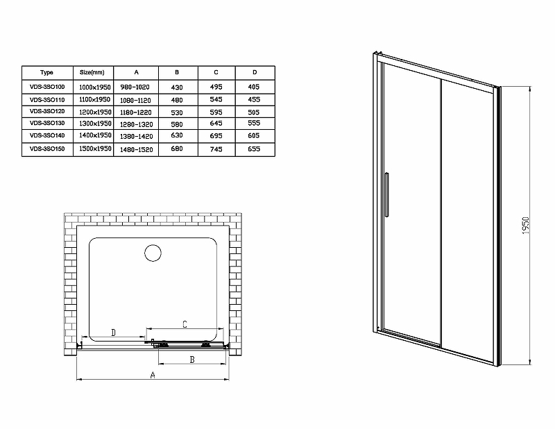Душевая дверь Vincea Soft 150 хром стекло прозрачное VDS-3SO150CL - 1